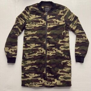 Sanctuary Camo Longline Knit‎ Bomber Jacket Women's Size Small – Zip Front